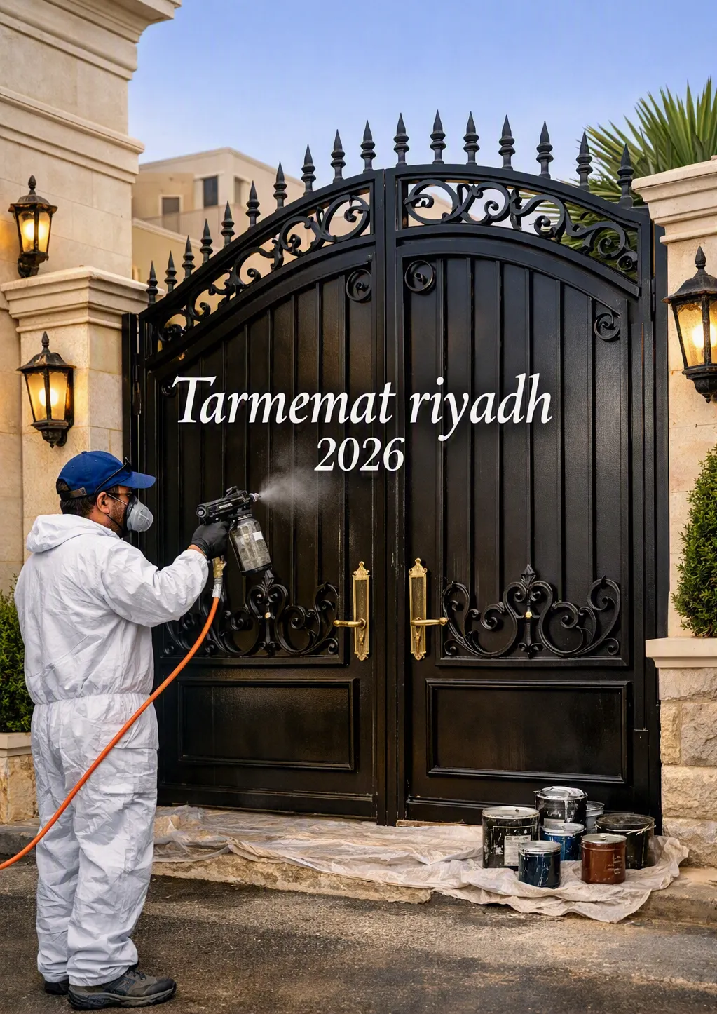 دهان ابواب حديد في الملقا بالرياض